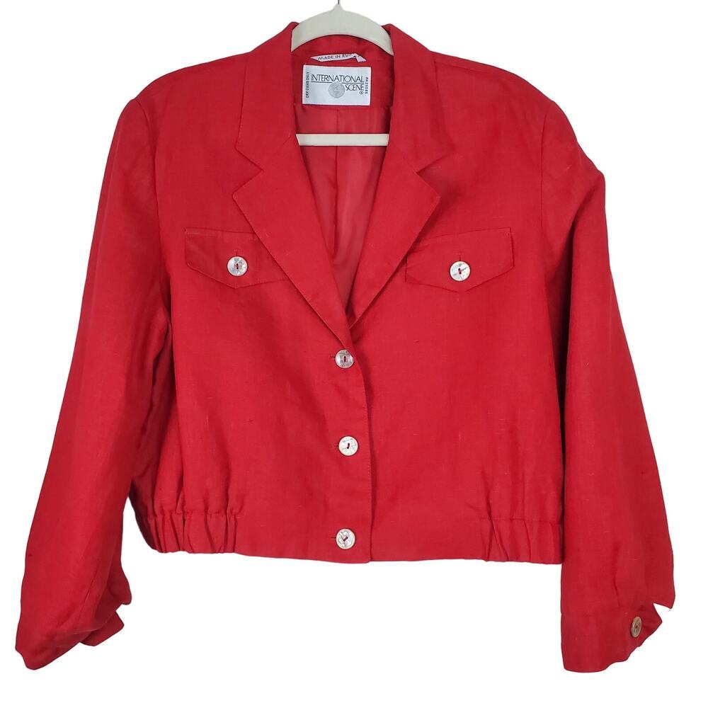 Vintage INTERNATIONAL SCENE Red Cropped Jacket | Size 10